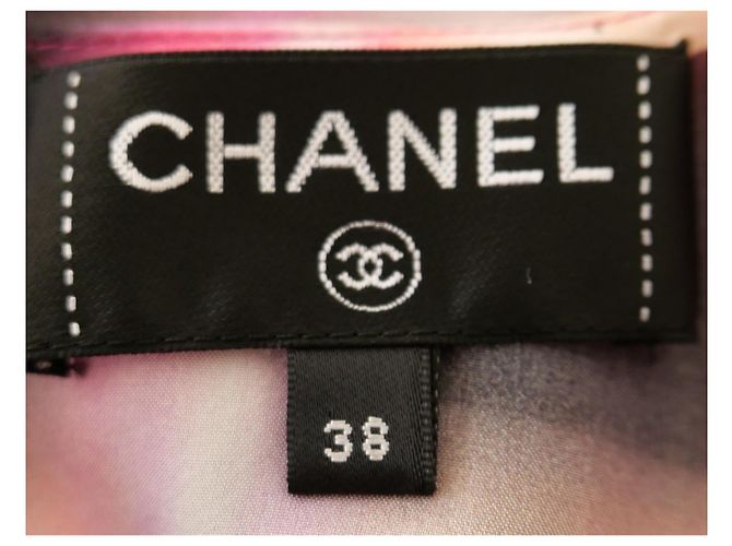 Top de seda con estampado neón Chanel Primavera 2017 Rosa - vista 7