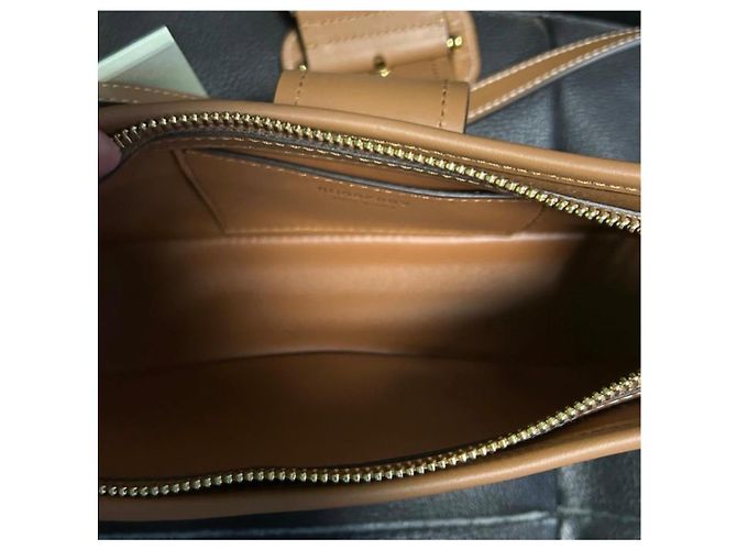 Borsa a spalla Burberry Check in tela beige e marrone chiaro - vista 10