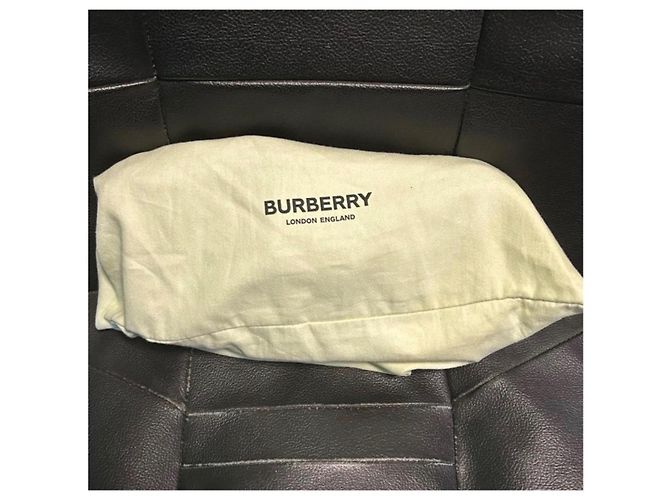 Borsa a spalla Burberry Check in tela beige e marrone chiaro - vista 13