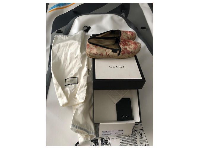 Gucci Espadrilles Blumenmuster Rot Beige - Ansicht 10