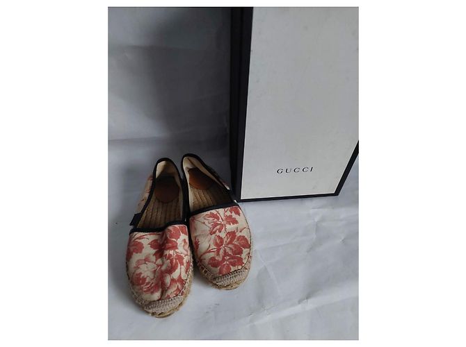 Gucci Espadrilles Blumenmuster Rot Beige - Ansicht 2