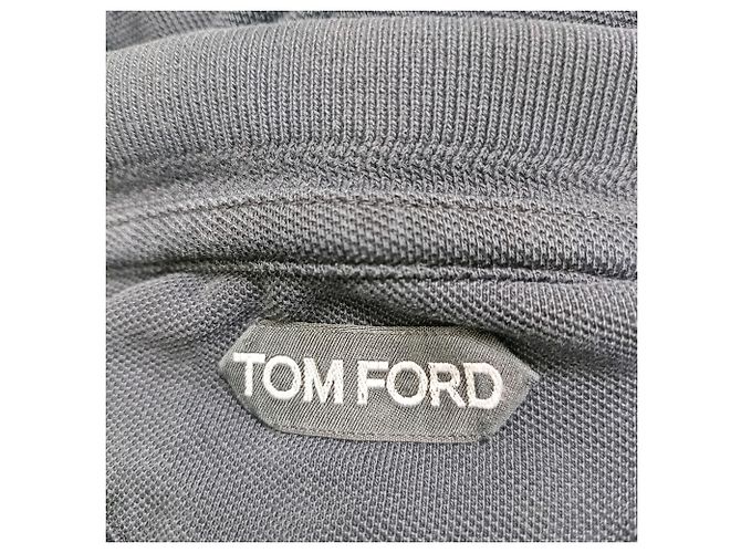 Polo de manga curta Tom Ford em algodão preto - vista 4