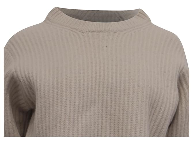 Suéter de malha canelada Acne Studios em lã ecru Branco - vista 2