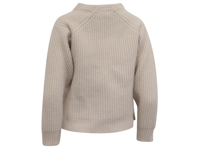 Suéter de malha canelada Acne Studios em lã ecru Branco - vista 4