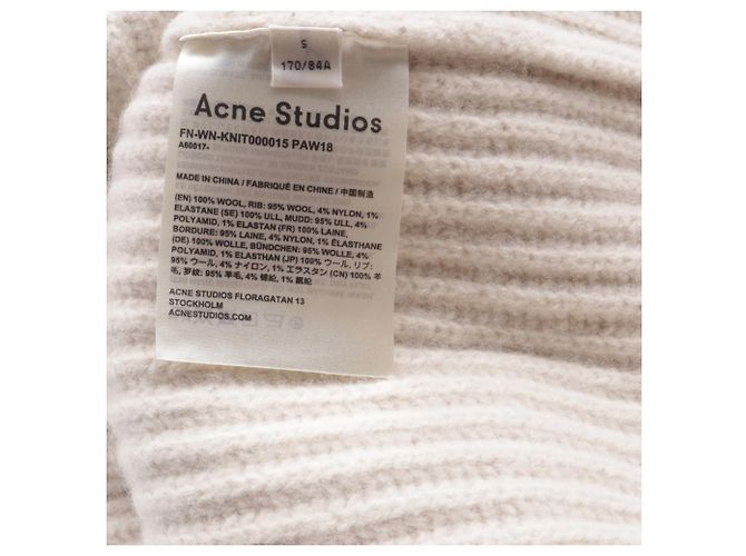 Suéter de malha canelada Acne Studios em lã ecru Branco - vista 6