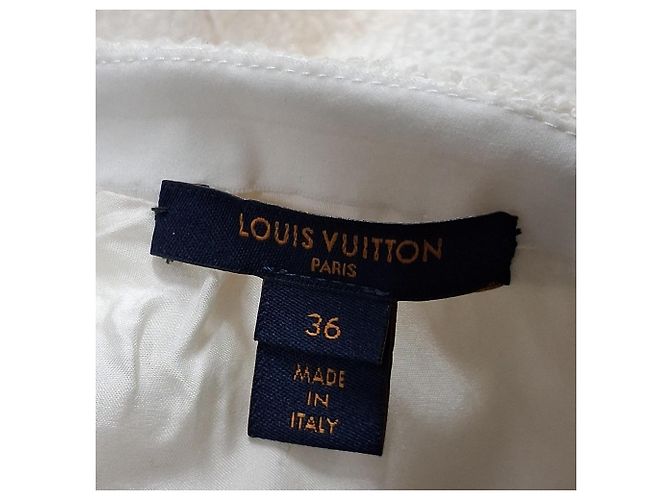 Vestido Mini de Algodón Blanco Embellecido con Cadena con Picos Louis Vuitton Crudo - vista 3