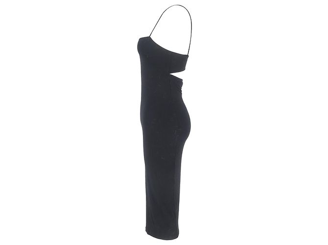 Vestido midi ajustado sin mangas con corte en la espalda en modal negro de Alexander Wang - vista 2
