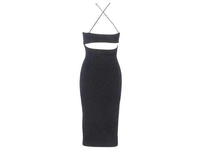 Vestido midi ajustado sin mangas con corte en la espalda en modal negro de Alexander Wang - vista 3