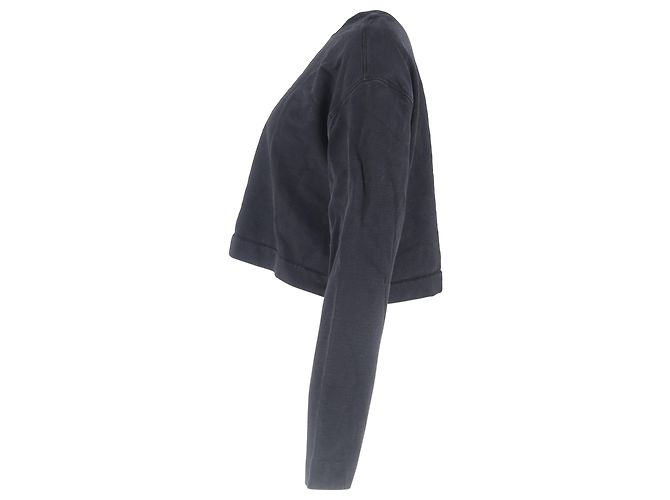 Suéter recortado de cuello redondo en algodón negro Acne Studios - vista 2