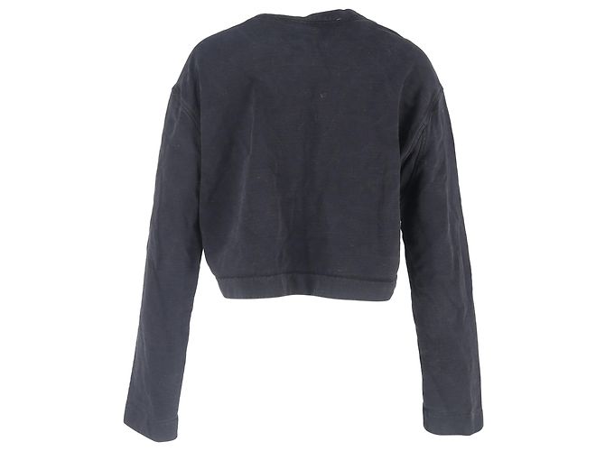 Suéter recortado de cuello redondo en algodón negro Acne Studios - vista 3