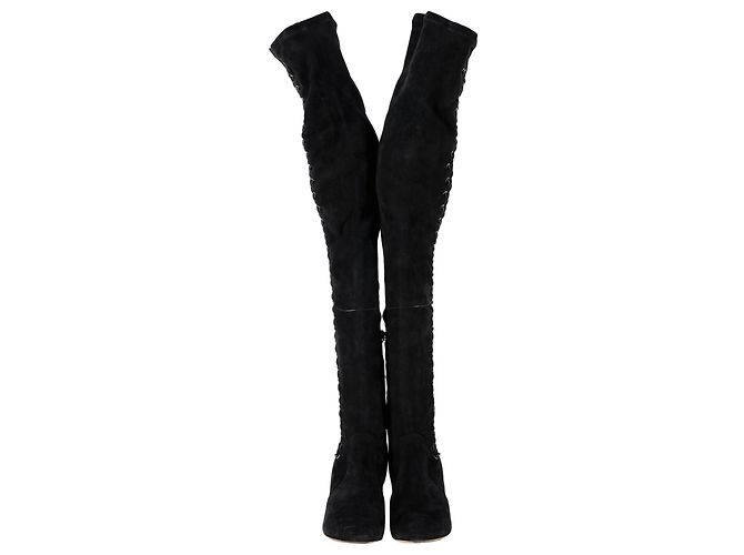 Bottes montantes Jimmy Choo Marie 100 en daim noir - vue 2