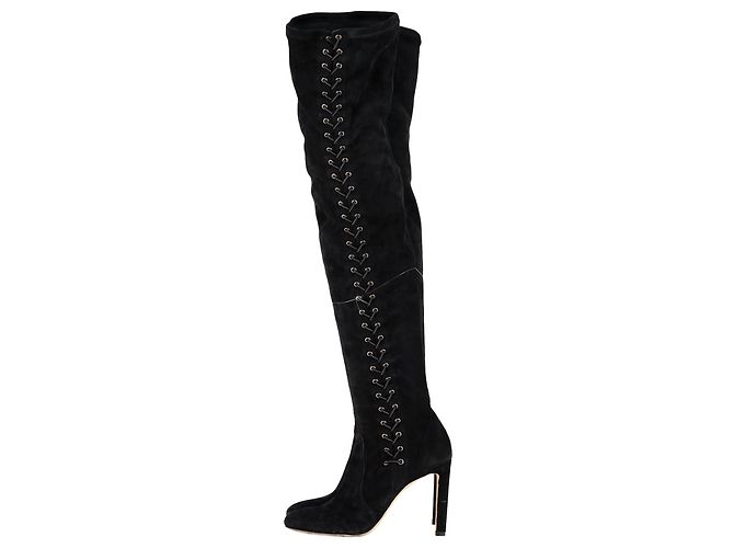 Bottes montantes Jimmy Choo Marie 100 en daim noir - vue 4