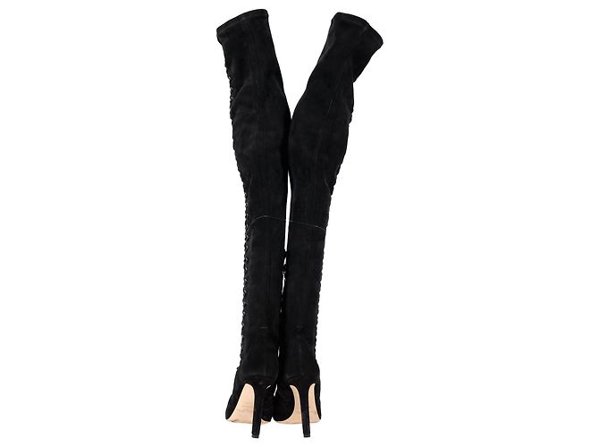 Bottes montantes Jimmy Choo Marie 100 en daim noir - vue 5