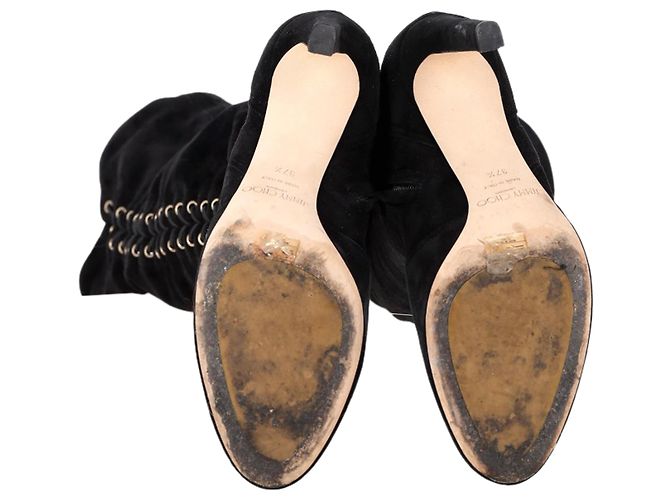 Bottes montantes Jimmy Choo Marie 100 en daim noir - vue 6