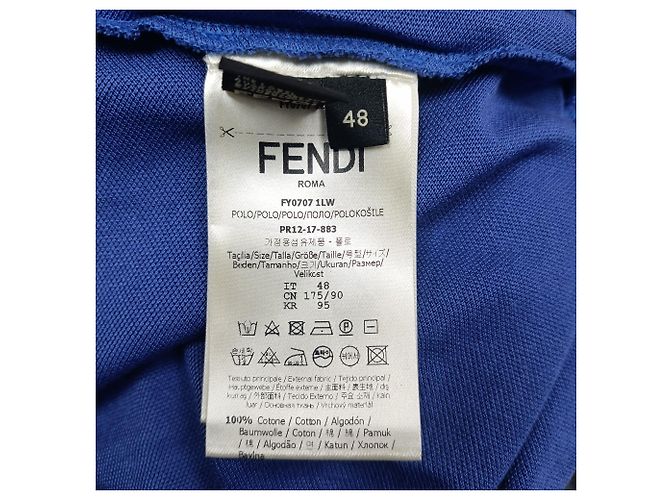 Polo Fendi Monster Eyes in cotone blu navy - vista 2