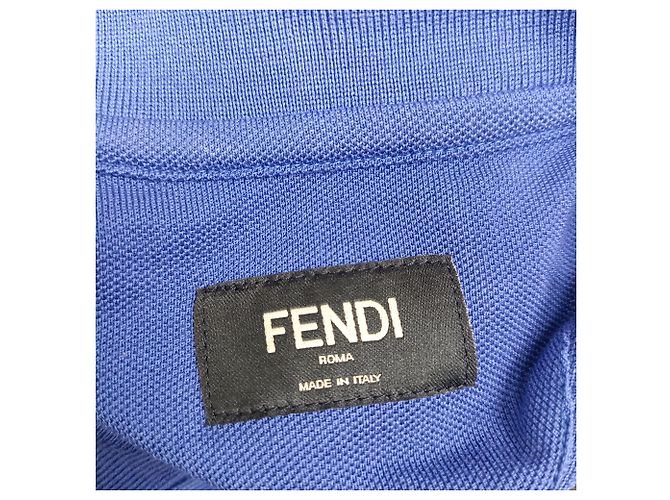 Polo Fendi Monster Eyes in cotone blu navy - vista 4