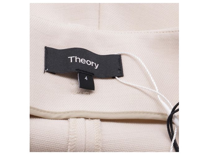 Hochtaillierte gerade Hosen aus beigem Polyester von Theory - Ansicht 4
