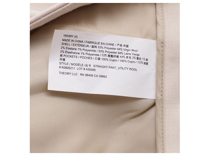 Hochtaillierte gerade Hosen aus beigem Polyester von Theory - Ansicht 5