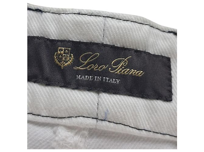 Pantalones de algodón blanco con costura contrastante Loro Piana - vista 3