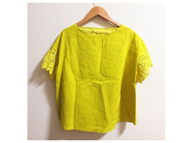 Autre Marque Top de Lino con Mangas de Encaje ANTIPAST Amarillo - vista 3