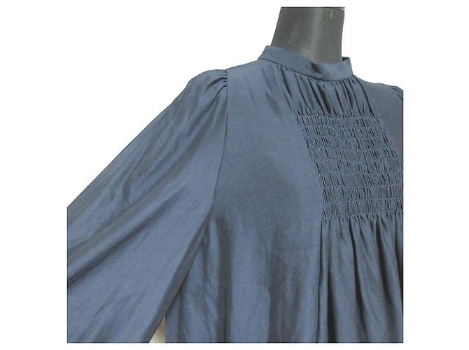 Autre Marque Bluse mit Raffung Tiara Frontal Blau Marineblau - Ansicht 4