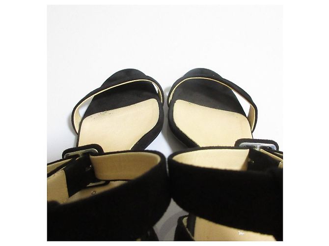 Autre Marque ESTNATION Wildleder-Absatzsandalen Schwarz - Ansicht 7