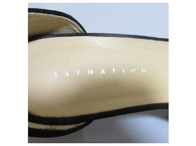 Autre Marque ESTNATION Wildleder-Absatzsandalen Schwarz - Ansicht 8