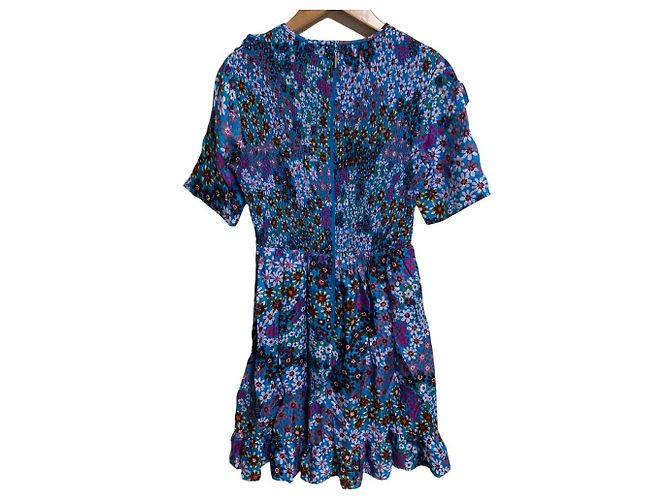 Seiden-Rayon-Kleid mit Blumenmuster von Kate Spade New York Blau - Ansicht 2