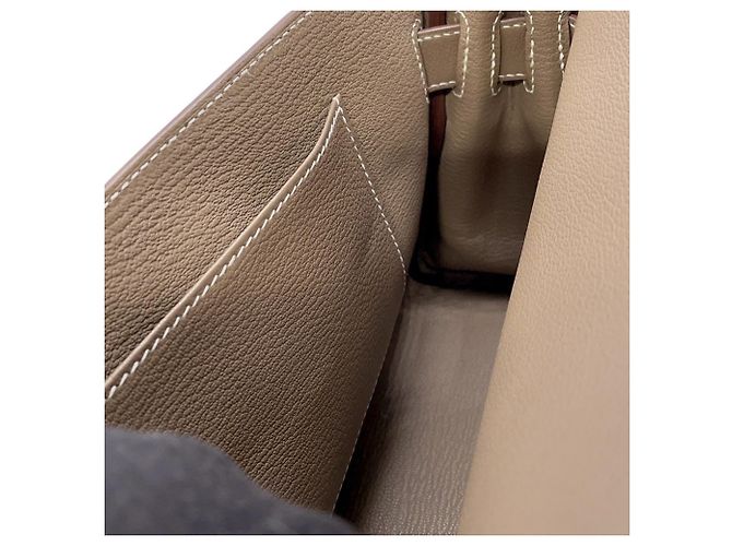 Hermès Borsa a Spalla Hermes Kelly PM in Grigio Etoupe Taupe - vista 9
