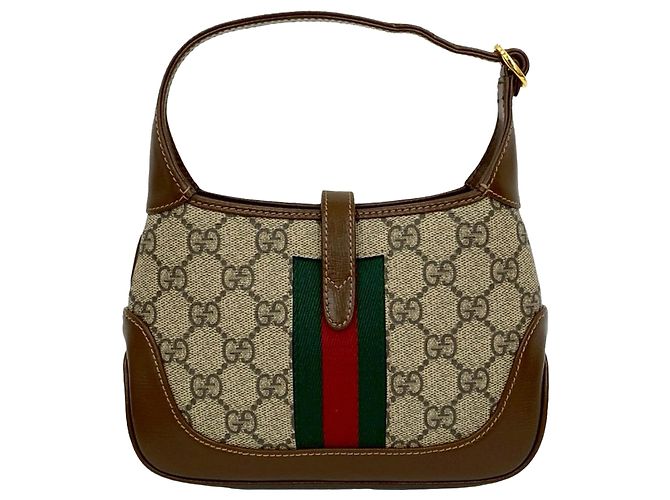 Gucci Mini GG Supreme Web Jackie 1961 Crossbody Marrone Beige - vista 2