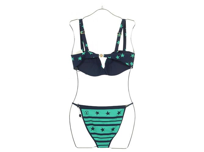 Parte inferior de bikini de nylon Louis Vuitton Verde Azul marino - vista 2
