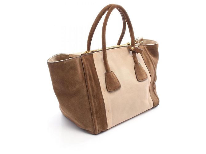 Prada Canapa+Scamoscia Handtasche Braun Beige - Ansicht 2