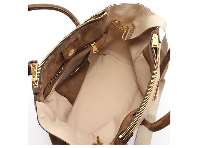 Prada Canapa+Scamoscia Handtasche Braun Beige - Ansicht 3