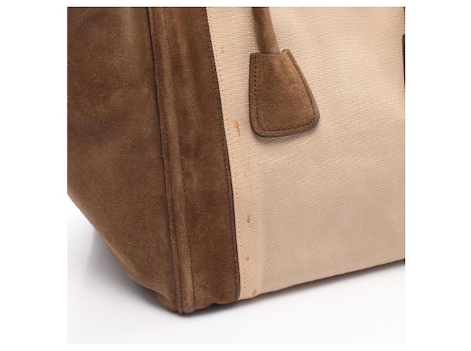 Prada Canapa+Scamoscia Handtasche Braun Beige - Ansicht 5