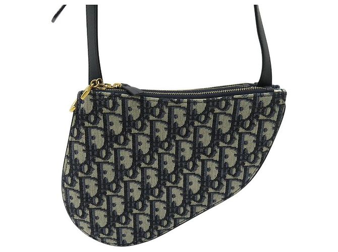 NUEVO BOLSO DE MANO CLUTCH CHRISTIAN DIOR TRIO SADDLE MONOGRAMA Azul marino - vista 2