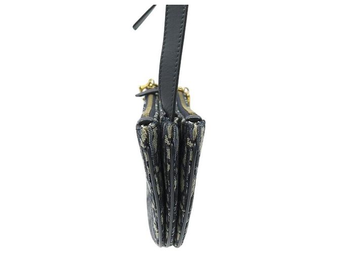 NUEVO BOLSO DE MANO CLUTCH CHRISTIAN DIOR TRIO SADDLE MONOGRAMA Azul marino - vista 4