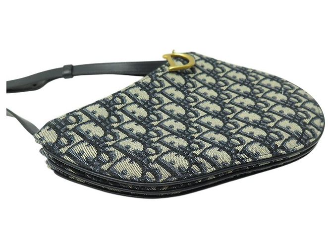 NUEVO BOLSO DE MANO CLUTCH CHRISTIAN DIOR TRIO SADDLE MONOGRAMA Azul marino - vista 5