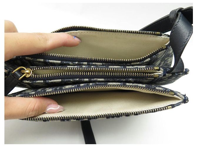 NUEVO BOLSO DE MANO CLUTCH CHRISTIAN DIOR TRIO SADDLE MONOGRAMA Azul marino - vista 7