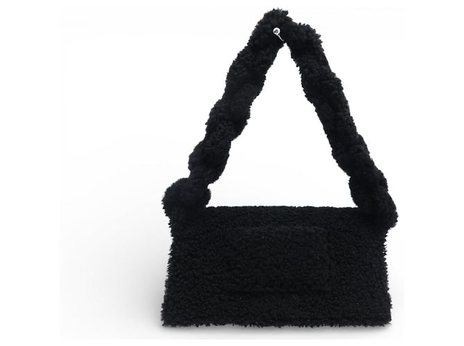 NUOVO BORSO A MANO JACQUEMUS BAMBIDOU PELLE DI PECORA NERA Nero - vista 2