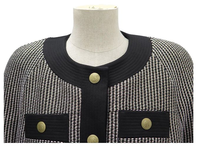 NEW PIERRE BALMAIN COTTON SHORT JACKET WITH GOLD BUTTONS SIZE 42 BLACK - view 2