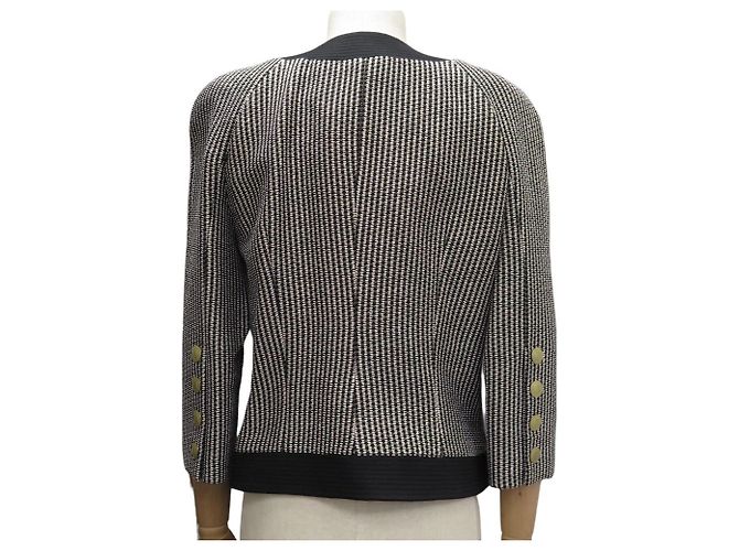 NEW PIERRE BALMAIN COTTON SHORT JACKET WITH GOLD BUTTONS SIZE 42 BLACK - view 3