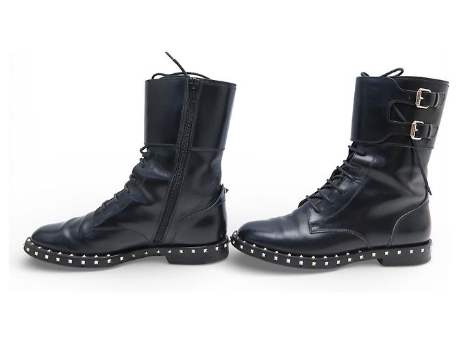 BOTINES VALENTINO ROCKSTUD RANGERS CON TIRAS 36 IT 37 FR BOTAS DE COMBATE Negro - vista 2