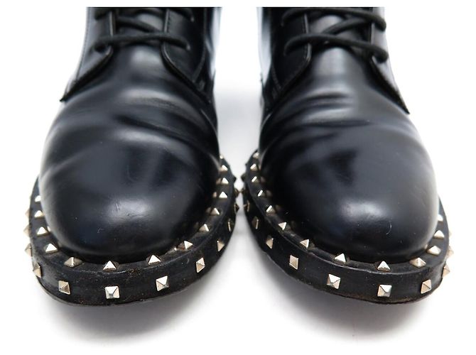 BOTINES VALENTINO ROCKSTUD RANGERS CON TIRAS 36 IT 37 FR BOTAS DE COMBATE Negro - vista 4