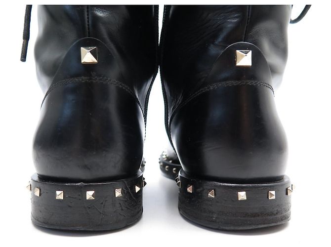 BOTINES VALENTINO ROCKSTUD RANGERS CON TIRAS 36 IT 37 FR BOTAS DE COMBATE Negro - vista 5