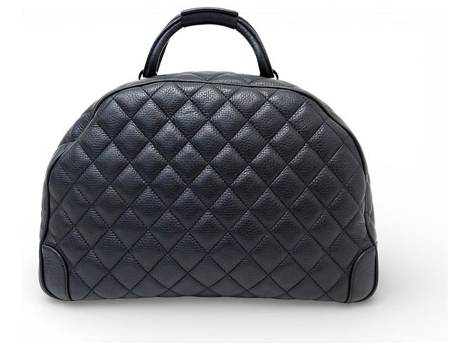 NUOVA BORSA A MANO CHANEL BOWLING AIRLINES WEEKEND IN PELLE QUILTED NERA Nero - vista 2