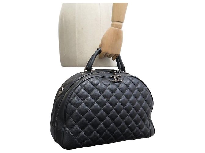 NUOVA BORSA A MANO CHANEL BOWLING AIRLINES WEEKEND IN PELLE QUILTED NERA Nero - vista 7