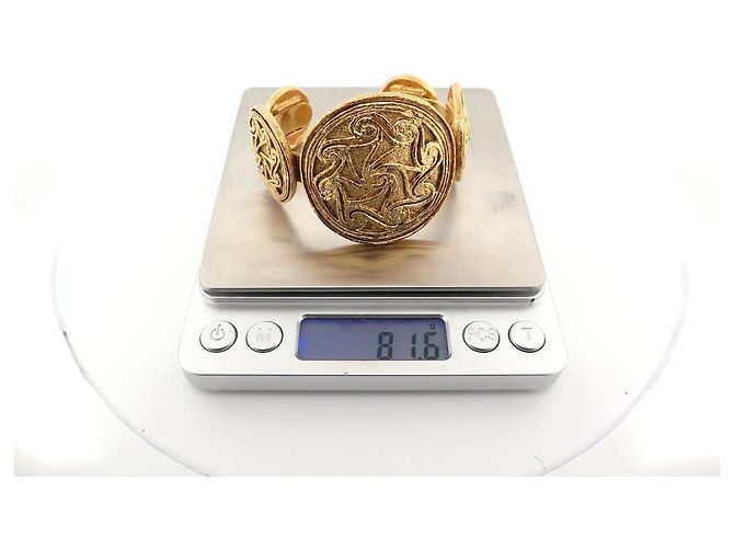 NUOVO BRACCIALE VINTAGE CHANEL MANICOTTO ORO PLACCATO CIRCA 1980 D'oro - vista 7