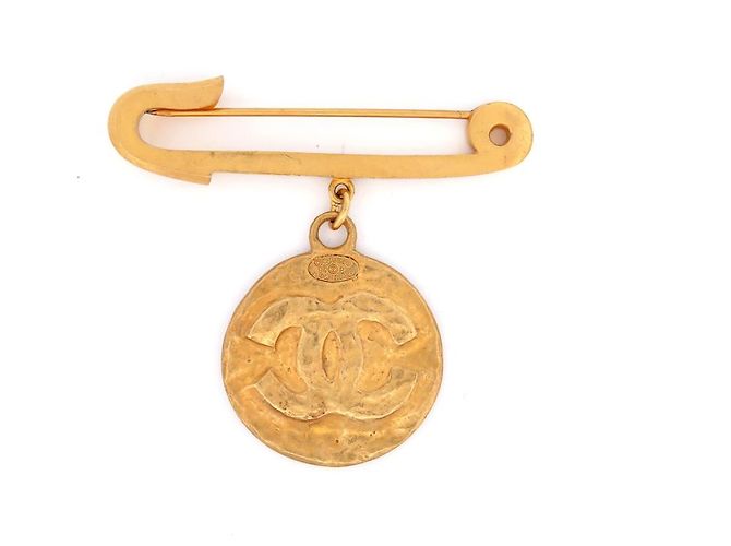 VINTAGE CHANEL BROSCHE PIN MEDAILLE LOGO CC 1994 GOLDMETALL BROSCHE Golden - Ansicht 2