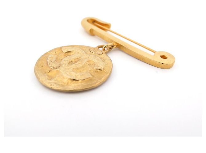 VINTAGE CHANEL BROSCHE PIN MEDAILLE LOGO CC 1994 GOLDMETALL BROSCHE Golden - Ansicht 4