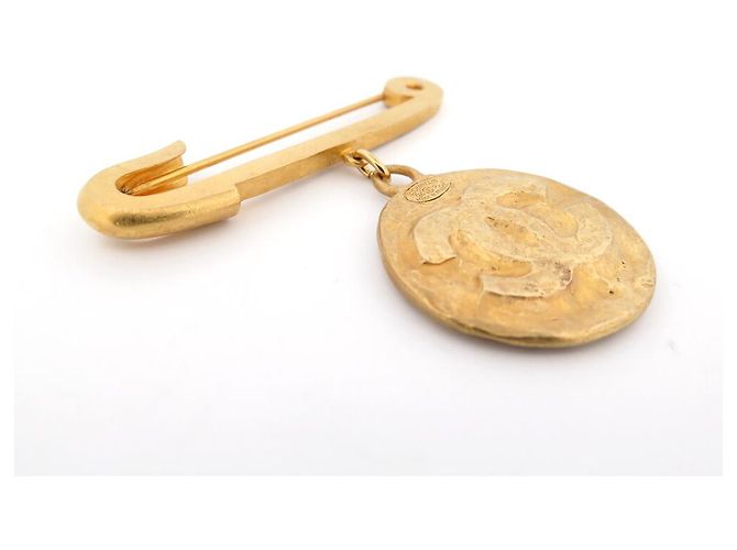 VINTAGE CHANEL BROSCHE PIN MEDAILLE LOGO CC 1994 GOLDMETALL BROSCHE Golden - Ansicht 5